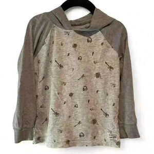 OshKosh B'gosh Kids Gray Music Print Hooded Shirt Size 4T